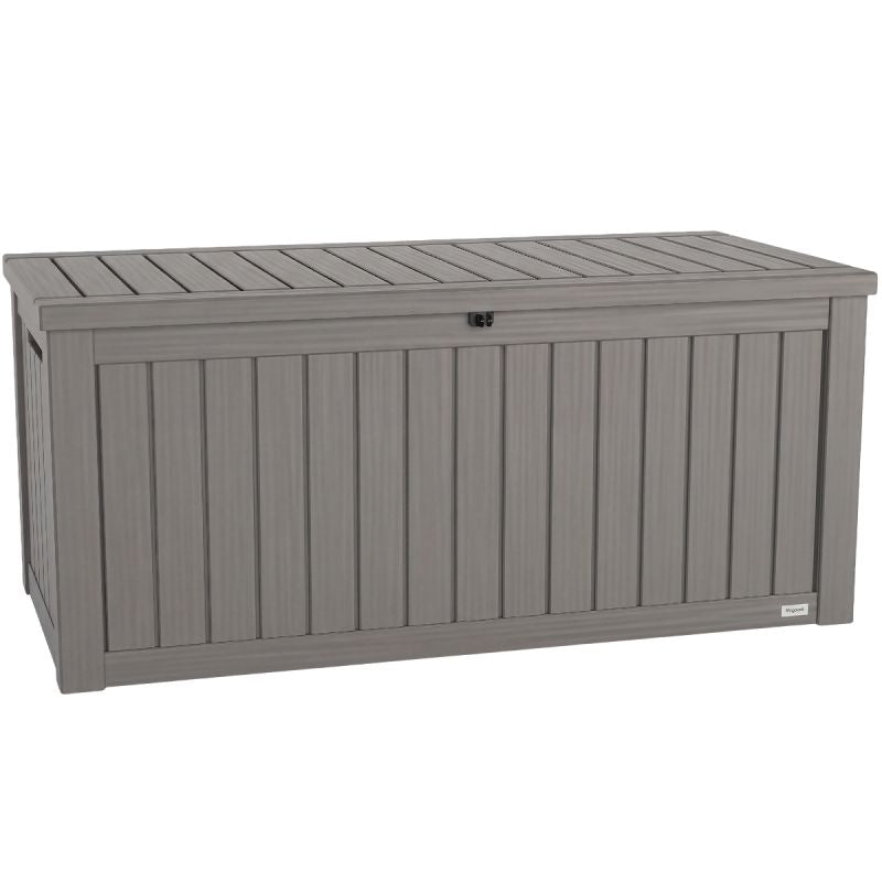LifeGoods Cushion Box M - Boîte de rangement 450L - Plastique - Résistant aux intempéries - Ressort à gaz - Gris