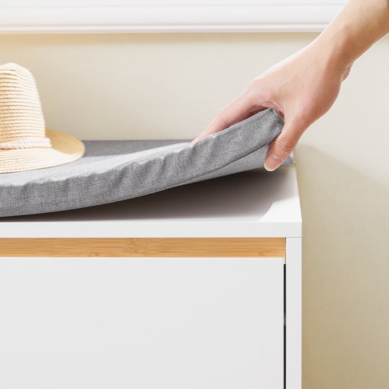 SoBuy FSR191-WN Banc à chaussures - Banc de rangement blanc avec rabat et coussin