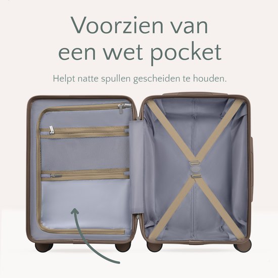 Skycases City Walker - Ensemble de valises 3 pièces | Léger et durable | 20, 24 et 28 pouces | Roues pivotantes à 360° | Verrouillage TSA | Housses de protection incluses - Champagne