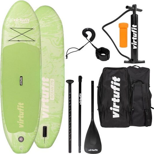 VirtuFit Supboard Ocean 275 - Leaf Green - Stand Up Paddle Board - Supboard Inflatable - Pour débutants et experts - Pagaie réglable - Max. 180 kg - Avec accessoires et sac de transport