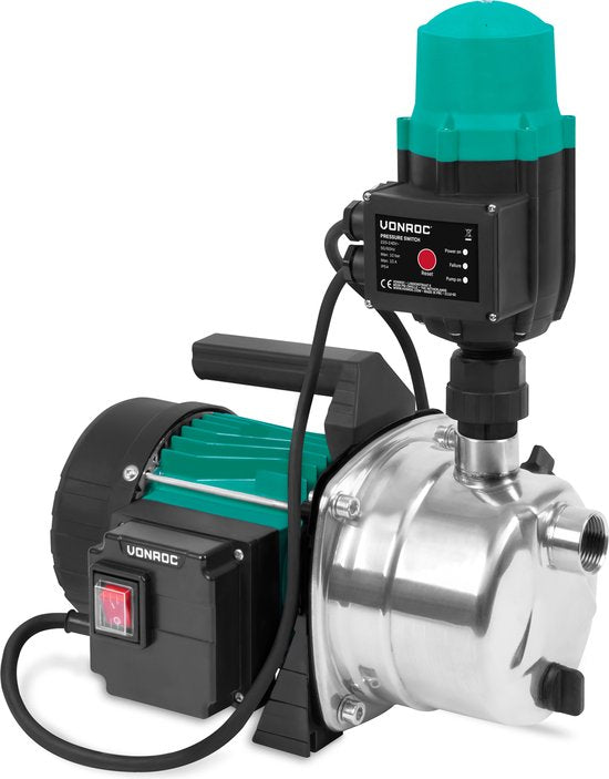 VONROC Pompe hydrophore / Pompe automatique - 1000W - 3500l/h - Avec pressostat - protection contre la marche à sec - Pour l'arrosage et l'arrosage domestique