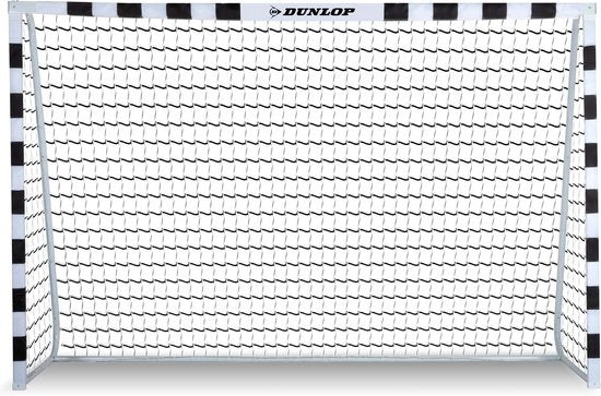 Dunlop Voetbaldoel - Voetbal Goal 300 x 90 x 200 cm - Voetbalgoal Groot - Buitenspeelgoed voor Kinderen en Volwassenen - Snelle Montage - Voetbal Training Doel - Metaal - Zwart/ Wit