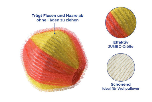 Flusenschreck Jumbo – Lot de 3 boules de lavage – Ø 5 cm – Pour éliminer les peluches et les cheveux
