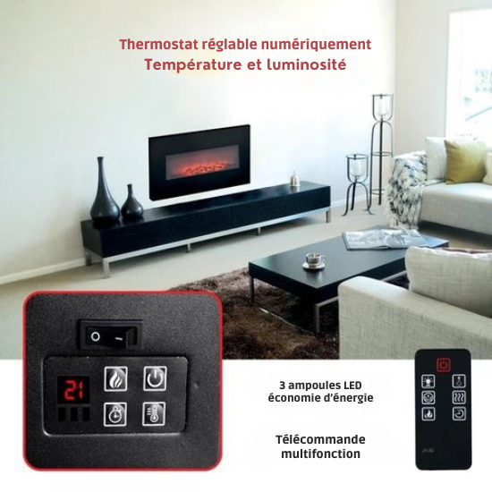 Cheminée Électrique Memphis - Classic Fire  - Chauffage avec Télécommande et Minuteur - Effet Flamme LED - 1800 W – Noir