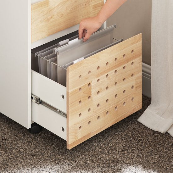 SoBuy ASK06-WN Armoire de bureau - Armoire à imprimante blanche avec tiroirs et roulettes
