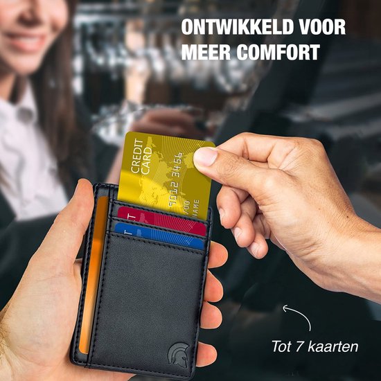 POWR Card Holder Men Black - Etui protecteur de carte bancaire avec antivol - Technologie RFID - 5 à 7 cartes - Porte-cartes en cuir