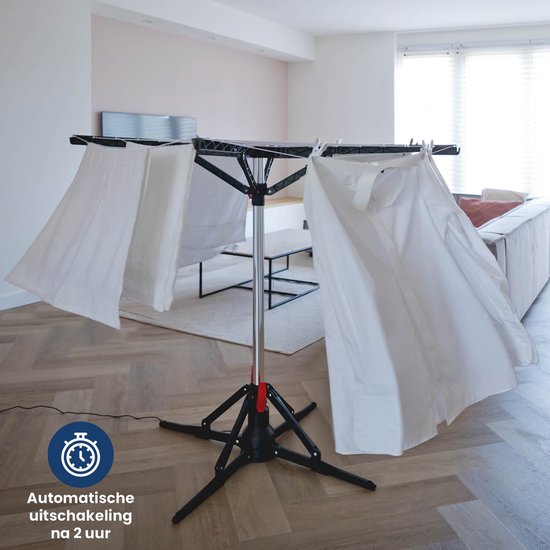Séchoir à linge électrique Nexxt – 17M – Économe en énergie (10 W) – Pliable – Rotation automatique
