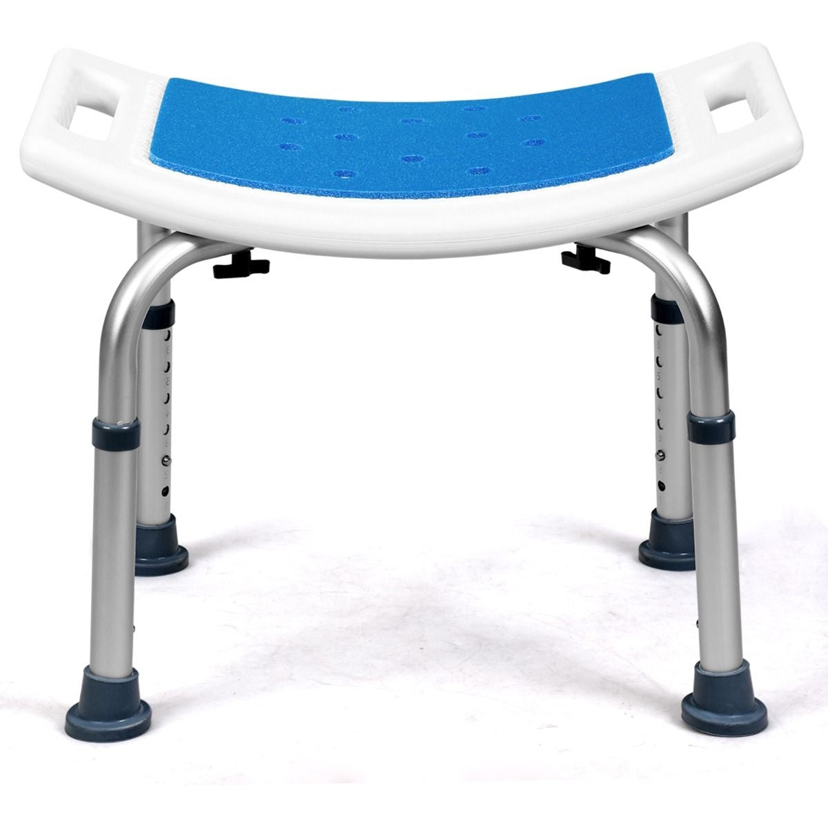Tabouret de douche EPE doux Siège de douche Hauteur réglable jusqu'à 6 portées Pieds antidérapants Structure robuste en acier inoxydable