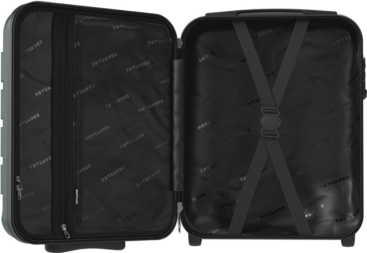 Valise cabine TRVLMORE à glisser sous le siège – 40 x 30 x 20 cm – 24 L – Serrure TSA – 2 roues – Vert foncé