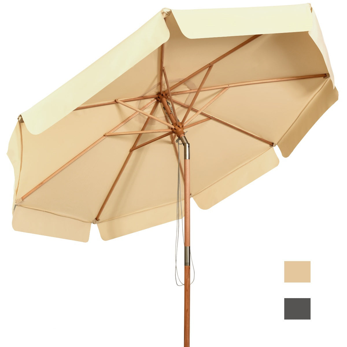 Coast parasol de jardin - inclinable - étanche - avec protection uv - bois - 3m - beige