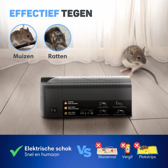 Vulpes Goods® Repellent - Souricière électrique Pro - Souricière efficace pour l'intérieur - Sans fil et rechargeable - Sûre, hygiénique et durable - Convient également comme piège à rats électrique