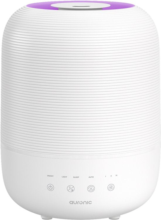 Auronic Humidificateur - 3L - Convient pour la chambre à coucher, la chambre de bébé, le bureau, le salon et plus encore - Humidificateur - Sans BPA - Blanc