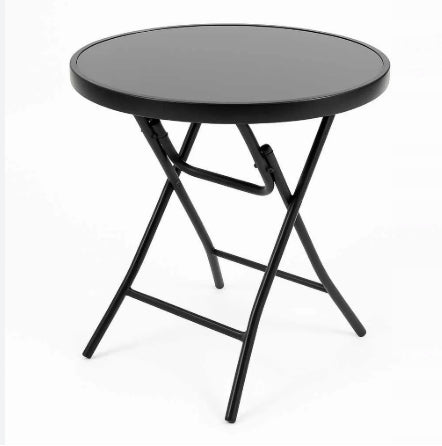 Woltu Table de terrasse pliante ronde - Noir - 60 x 70 cm