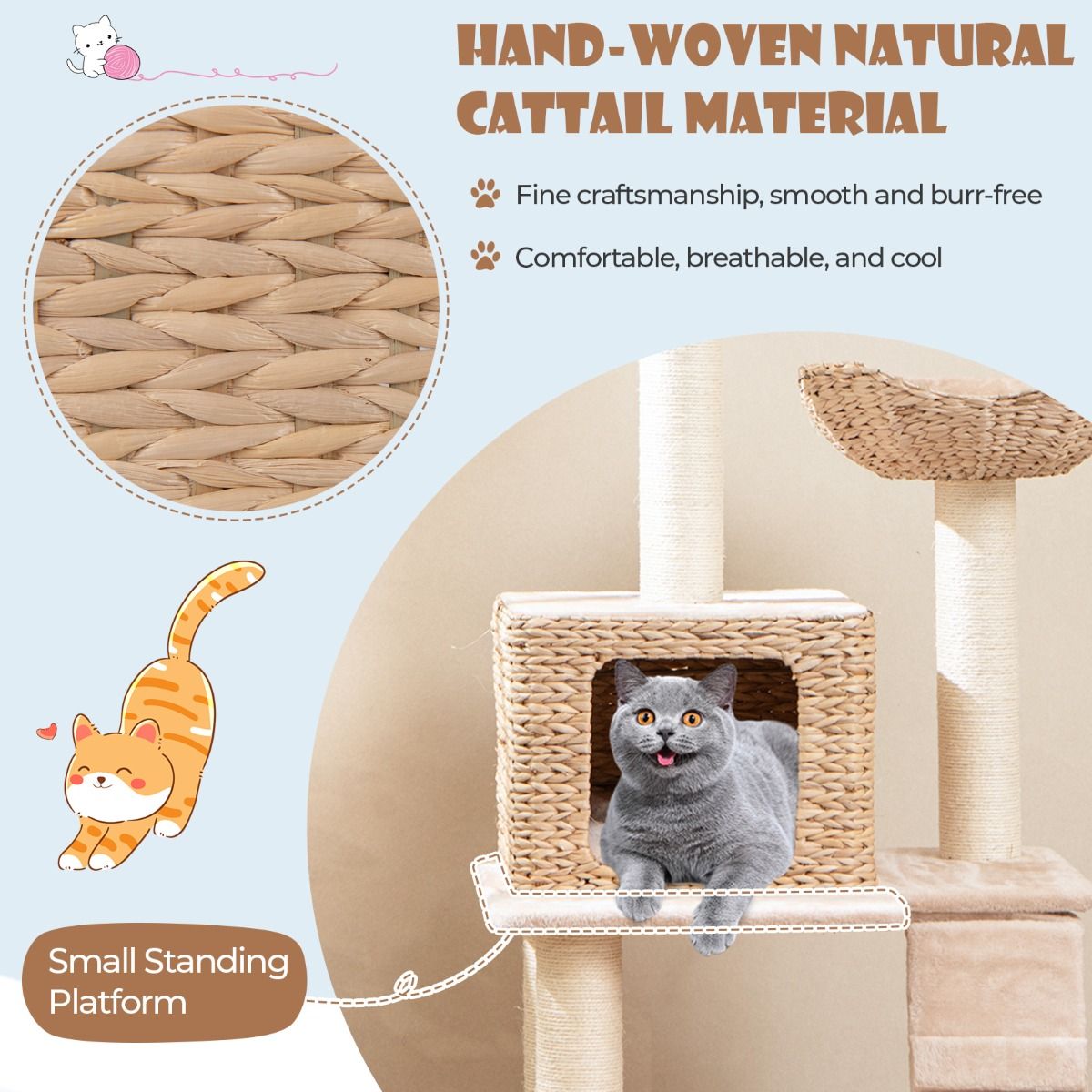 Arbre à chat Coast - 4 niveaux - arbres à chat en sisal - coussins lavables - beige 122 cm