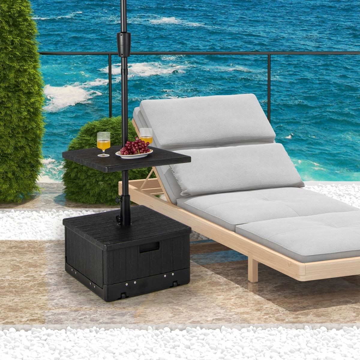 Coast Base de parasol gonflable 80 kg avec plateau et roues 53x53x45 cm Noir