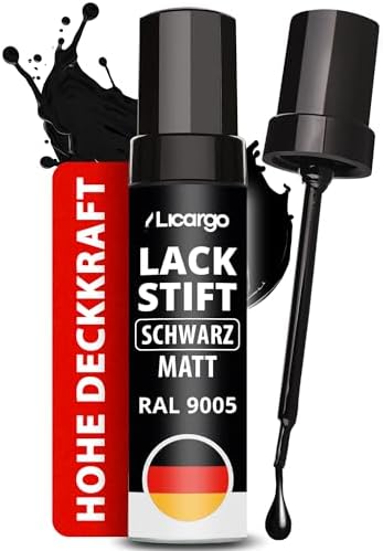 LICARGO Stylo de retouche noir mat 12 ml - Voiture, jantes, vélo et métal
