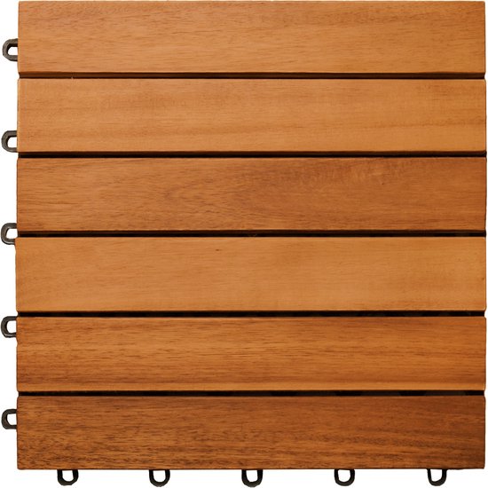 Dalle de terrasse en bois d'acacia - 30 x 30 cm, système « Plug In » - Certifiée FSC®