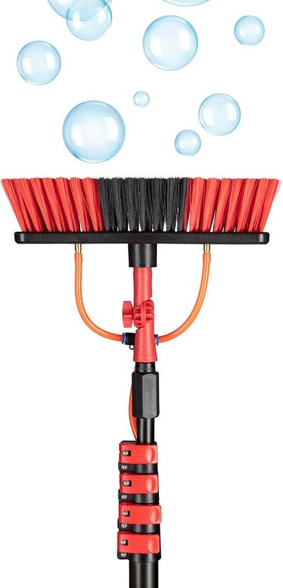 Brosse de lavage - Umuzi Cleaning - Brosse téléscopique 7 m - Manche extensible, angle réglable, distributeur de savon