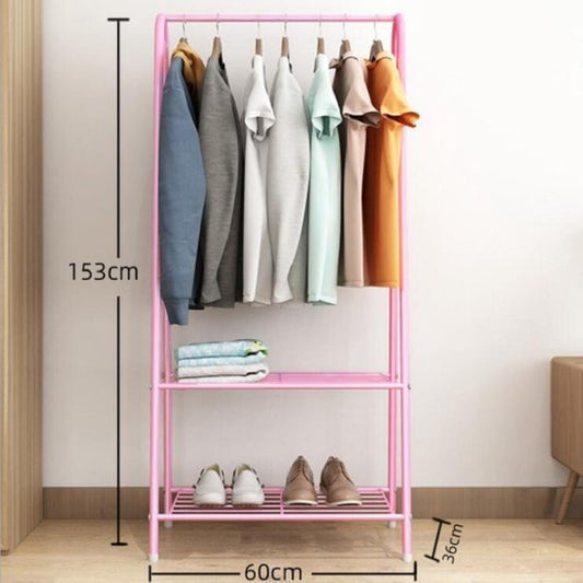 Porte-vêtements Ceruzo avec étagère à chaussures - Métal - Rose - 152 cm de haut - 60 cm de large - Chambre d'enfant - Porte-vêtements et rangement - Rose