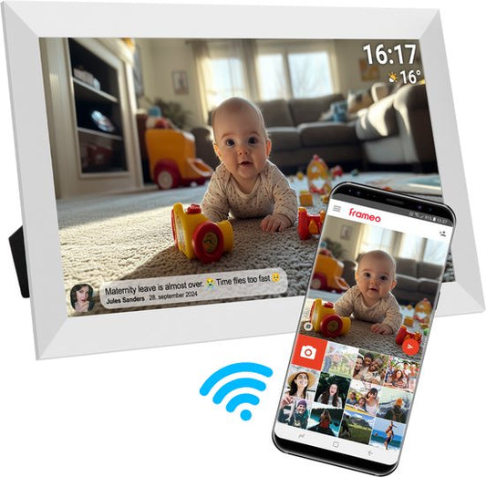 Cadre photo numérique Denver 15,6 pouces - XL - Full HD - Frameo App - Cadre photo - WiFi - 32GB - IPS Touchscreen -PFF1504