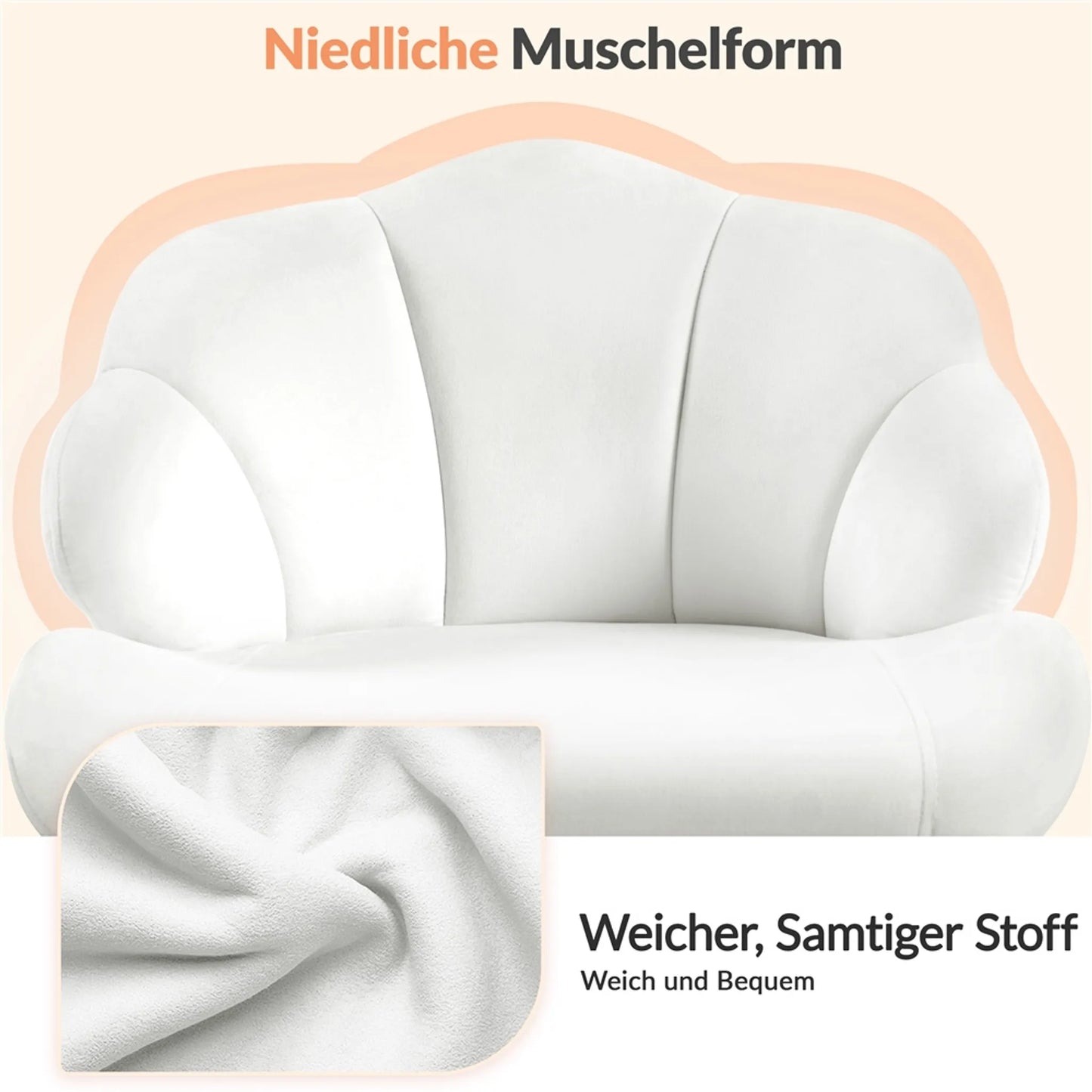 Yaheetech Chaise de bureau en forme de coquillage - avec fonction pivotante, hauteur réglable par vérin à gaz et dossier rembourré - pour le bureau à domicile et la chambre à coucher - polyester blanc et métal - 60 x 60 x 76,5-86 cm