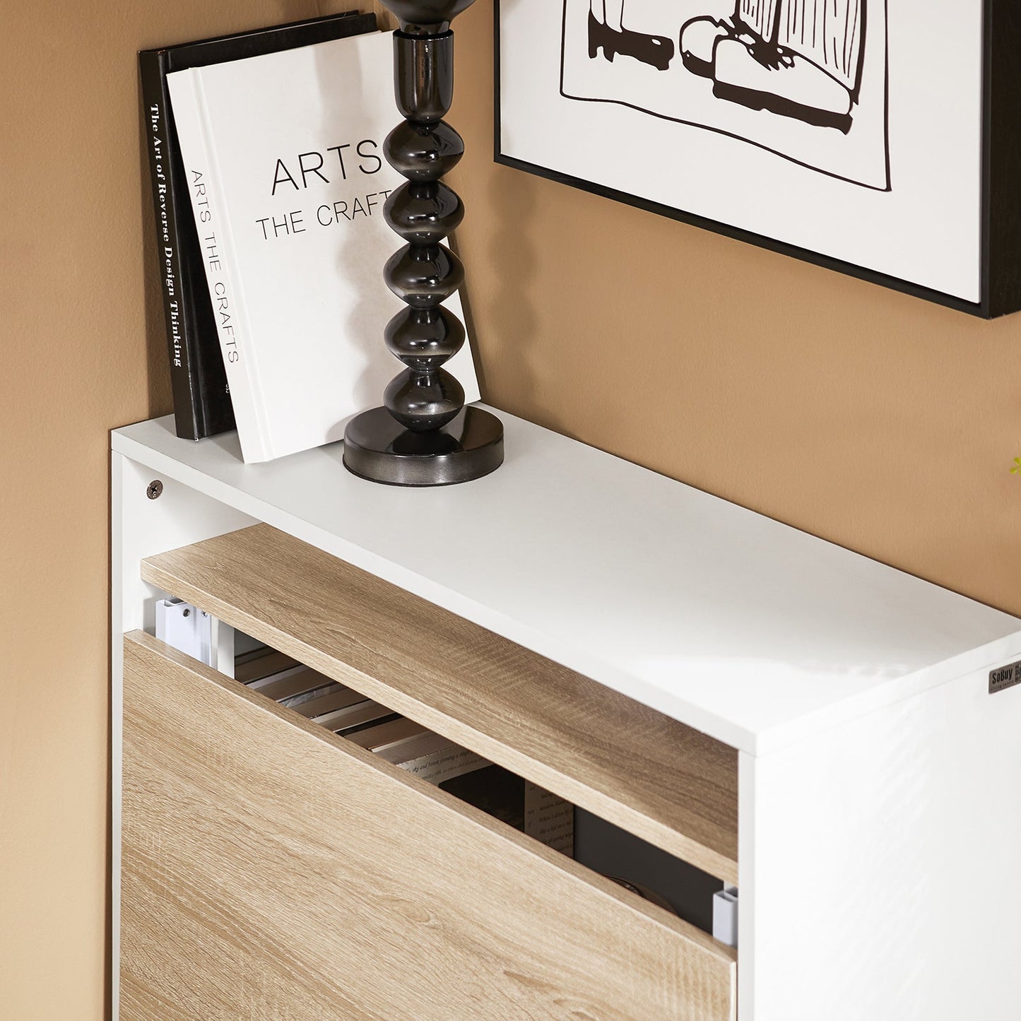 Bureau pliant peu encombrant avec étagères de rangement - SoBuy FWT104-WN - blanc - 70 x 57 x 85 cm