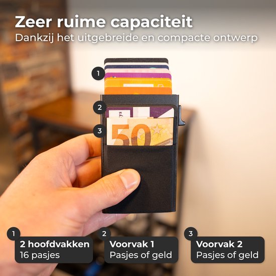 Nuvance Card Holder Extendable - 18 Cards - Rfid Protection - Porte-cartes pour hommes et femmes - Porte-cartes de crédit - Noir