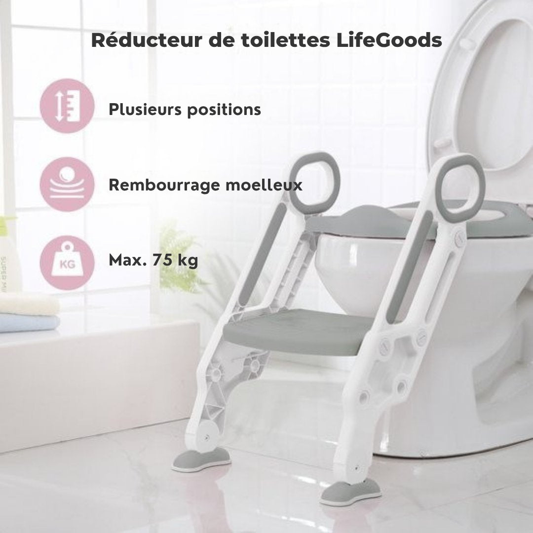 Réducteur de toilettes LifeGoods - Pot pour enfant - 2 à 7 ans - Gris/Blanc