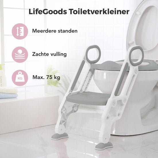 Réducteur de toilettes LifeGoods - Pot pour enfant - 2 à 7 ans - Gris/Blanc
