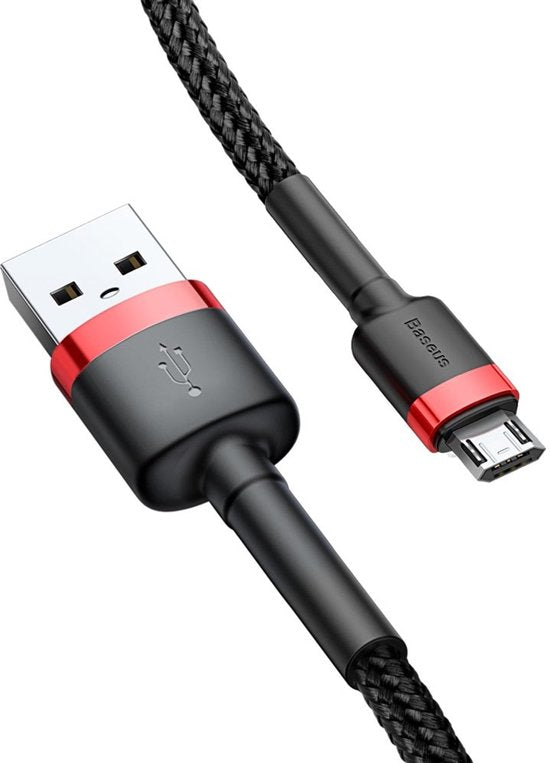 Baseus - Câble universel USB vers Micro USB - Compatible notamment avec les appareils Samsung et autres - 2 mètres - 1,5 A - Noir/Rouge