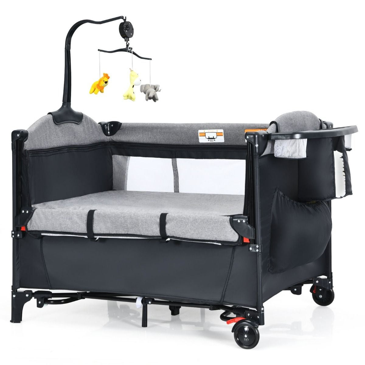 Lit Bébé Coast - Design 5 en 1 - à 4 hauteurs - Mobile - 76 x 109 x 83 cm - Noir