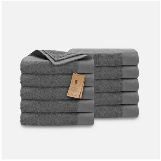 Walra - Serviette de bain en coton recyclé - Anthracite (Gris) - 60 x 110 cm - Lot de 10 - Coton recyclé durable