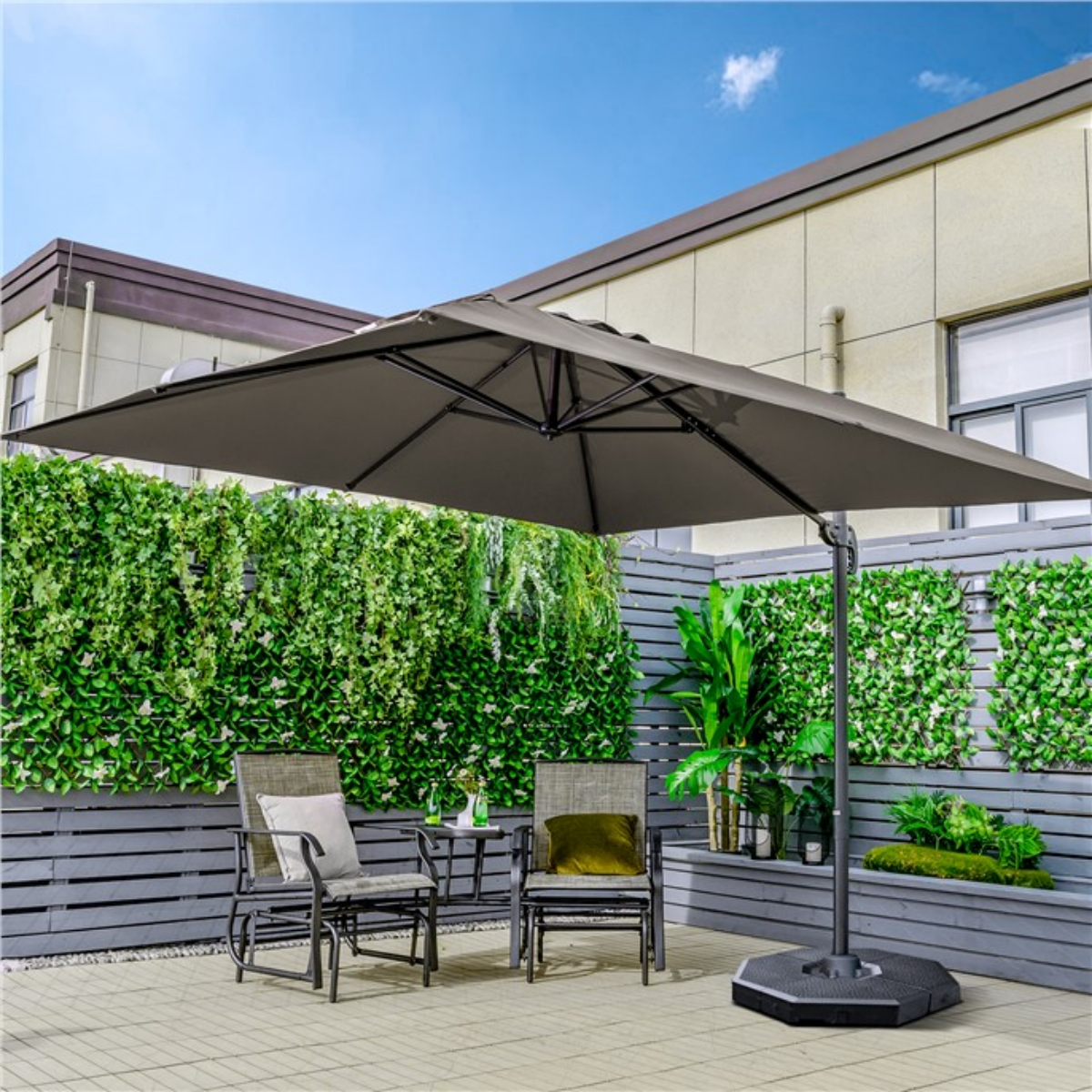 Coast 300 x 300 cm Floating Parasol Grey - Parasol de terrasse et de marché inclinable et rotatif à 360°.