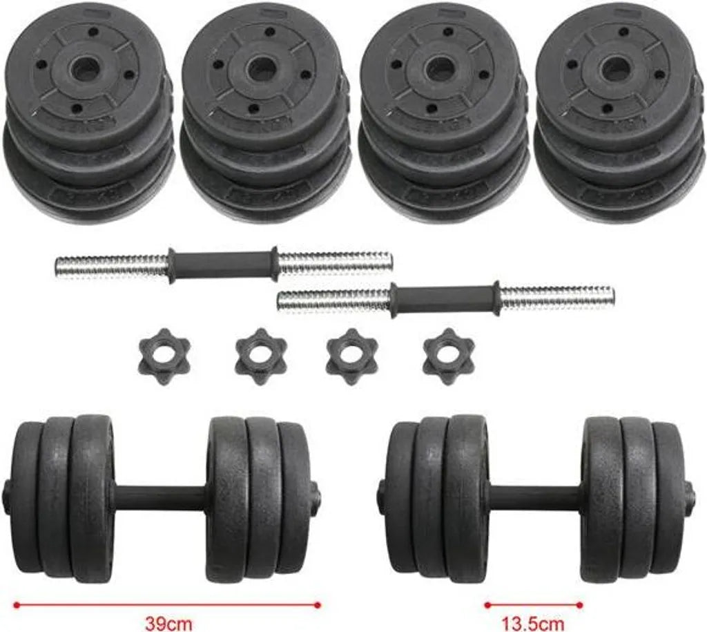 Yaheetech : lot d'haltères réglables 20 kg - 2 haltères avec poignées antidérapantes - Noir