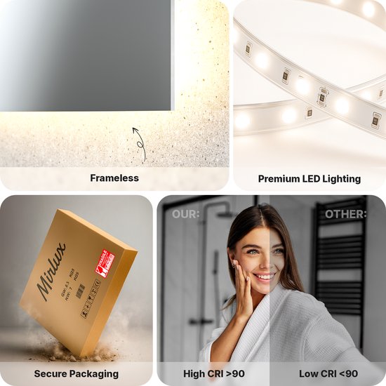 Mirlux Miroir de salle de bain avec éclairage LED et chauffage - 110x70CM