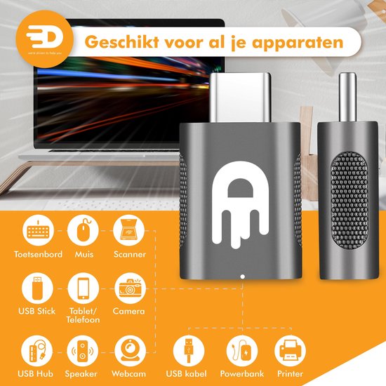 Drivv. Adaptateur USB C vers USB A - 2 pièces - Gris spatial - Thunderbolt 3 - USB 3.0 - 5Gbps