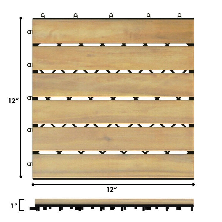 Coast Terrace Tiles Acacia Wood 30.5 x 30.5 x 2.5 cm (10 pièces) - Droit