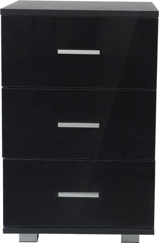 Table de chevet meuble d'entrée 3 tiroirs 63 cm de haut noir