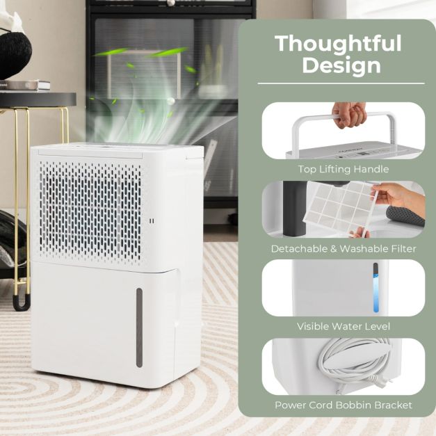 Déshumidificateur Coast - Jusqu'à 15 m² - 240V - 42 dB - Réservoir 2.2L - 27 x 20.5 x 40.5 cm - Blanc