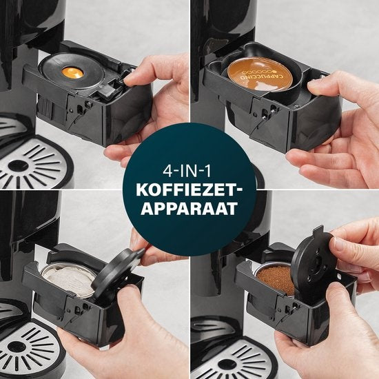 Princess 249450 Cafetière à filtre multi-capsules - Acier 4 en 1 - Convient pour plusieurs cafés