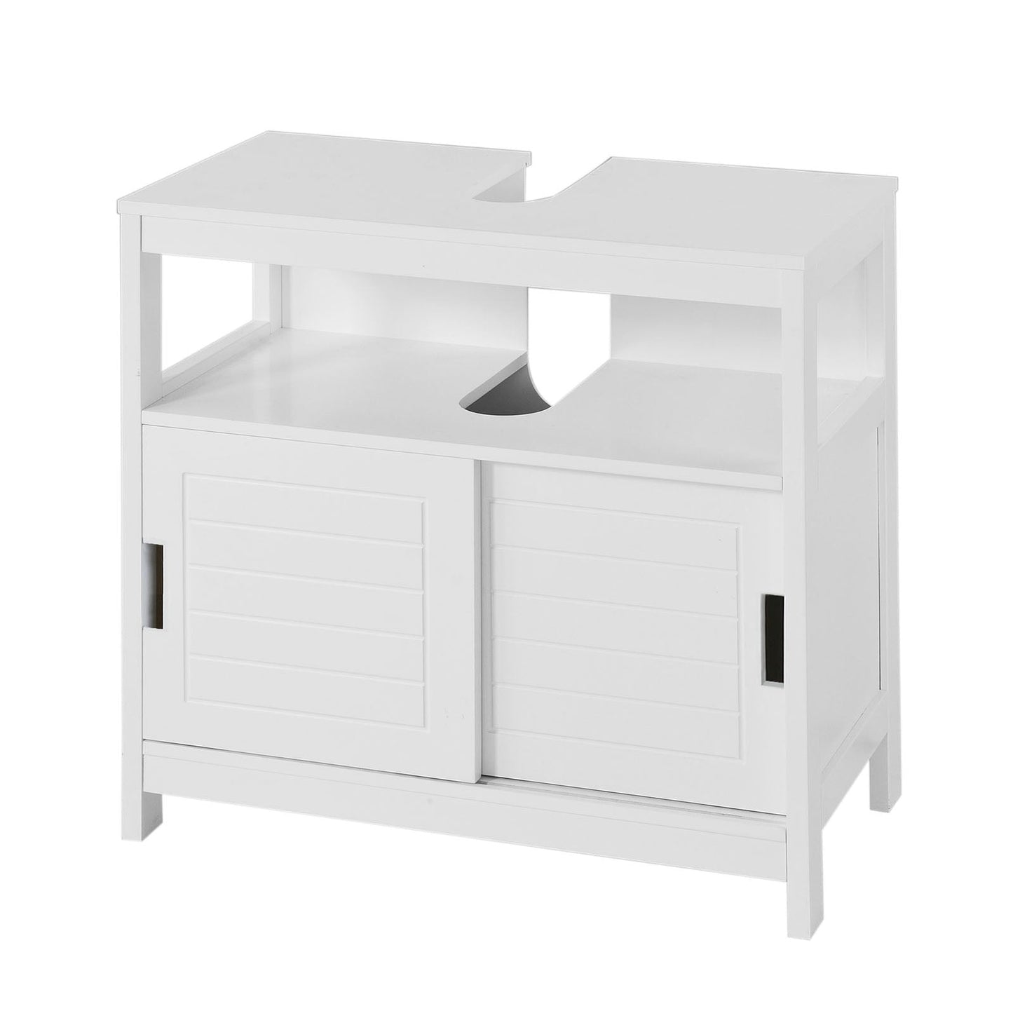 SoBuy FRG128-W Meuble lavabo - 2 portes coulissantes 1 étagère - Blanc - 60x61x30 cm