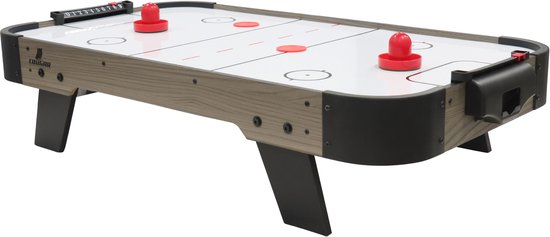 Table de air hockey Cougar Mini – Jeu de air hockey 3 pieds – Table de air hockey compacte pour la maison – Pousseurs et palets inclus – Chêne/gris