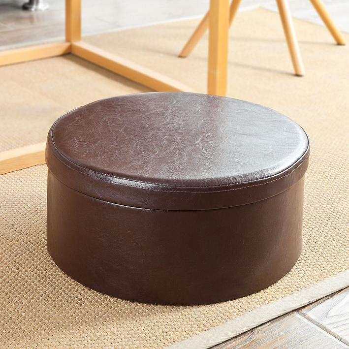 Pouf SoBuy avec espace de rangement FSS67-BR - Ø 39 x 19 cm - Marron