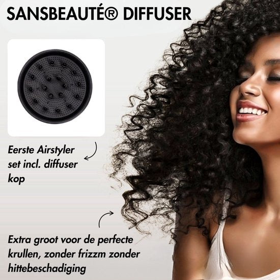 Sansbeauté® 9-in-1 Airstyler with Diffuser - Multistyler - Brosse sèche-cheveux cheveux courts - Boucleur - Styler les cheveux - Sèche-cheveux - Brosse chauffante - Brosse à boucler - Fer à boucler - Lisseur de cheveux - Brosse de coiffure - 5 en 1 Hairst