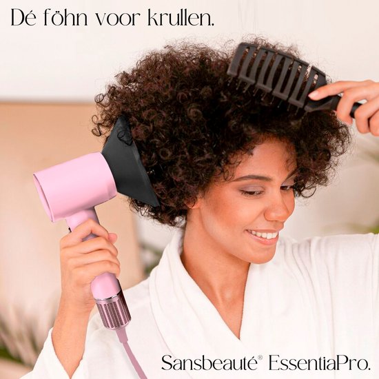 Sansbeauté® Sèche-cheveux avec diffuseur - Boucles - 110 000 tr/min - Sèche-cheveux ionique avec brosse - 3 étapes - 3 accessoires - Sèche-cheveux de voyage - Coolshot - Sèche-cheveux avec diffuseur - Sèche-cheveux - 2000W - EssentiaPRO®.