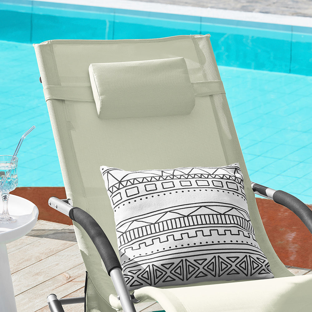 SoBuy OGS28-MI Chaise longue ergonomique | Chaise balançoire | Chaise à bascule | Beige | 143 x 57 x 85 cm