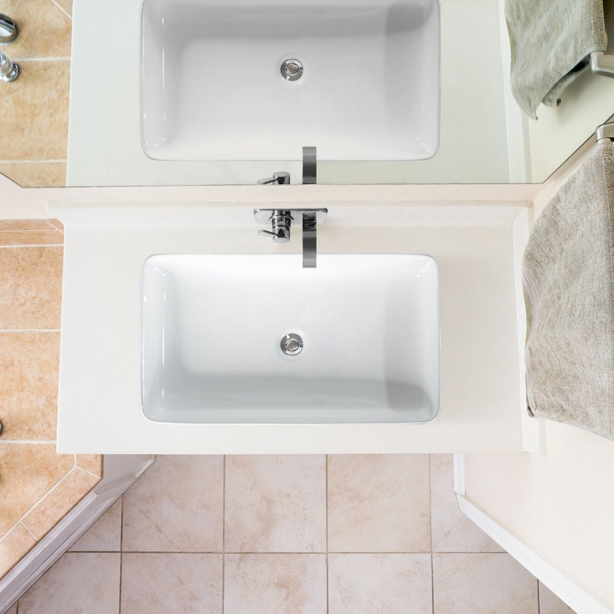 Coast Basin Ceramic with Drain - 60 x 35 x 11 cm - White