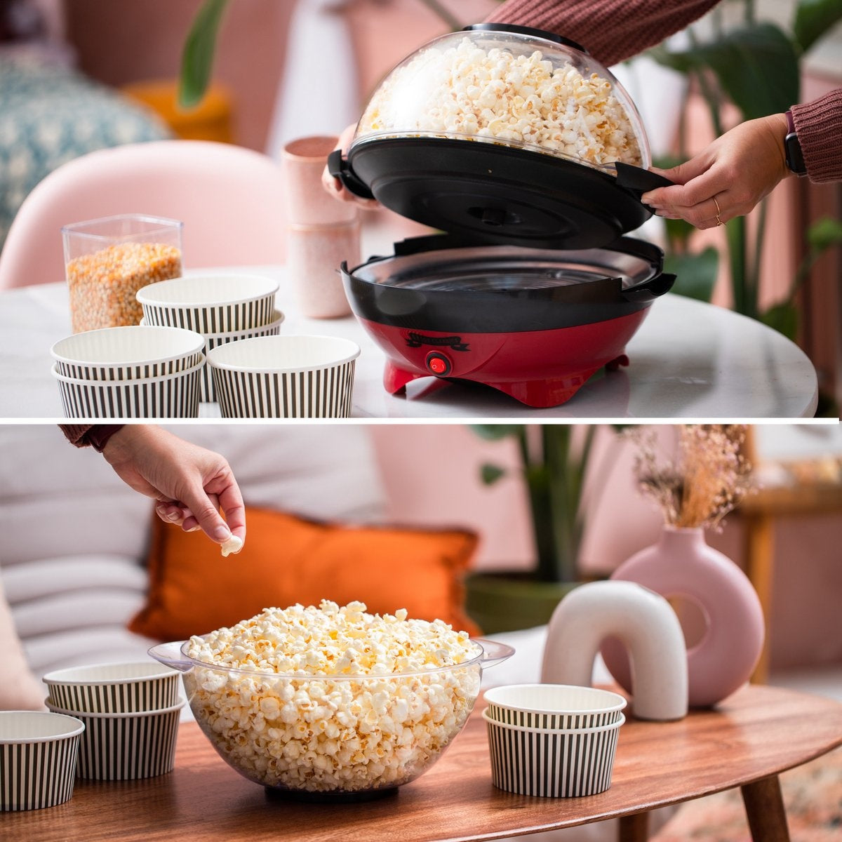 Machine pop-corn - Gadgy - Antiadhésive - Silencieuse et rapide - 5L - Rouge