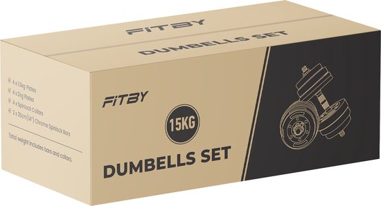 Fitby Dumbells - Haltères - Jeu de poids - Haltères réglables - Jeu d'haltères - Jeu d'haltères - 15 kg