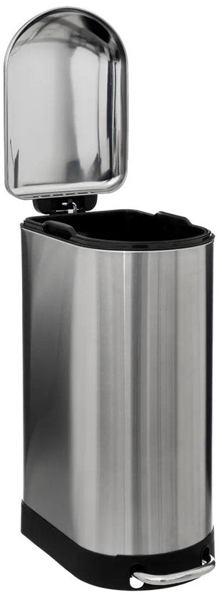 5Five Poubelle à pédale Ariane - argent - acier inoxydable - 30 litres - 42 x 25 x 62 cm - cuisine